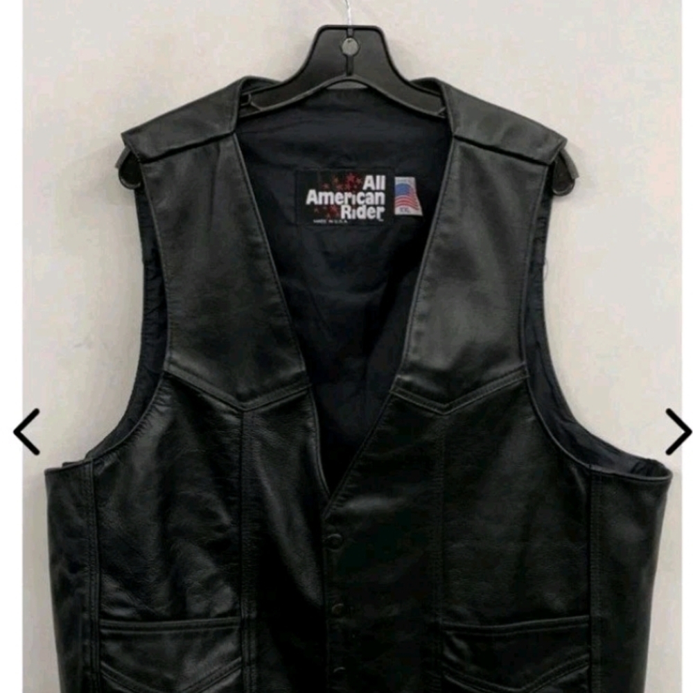 All American Rider Black Leather Vest - Size XXL